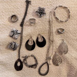 Chic Black and Silver Teardrop Earrings